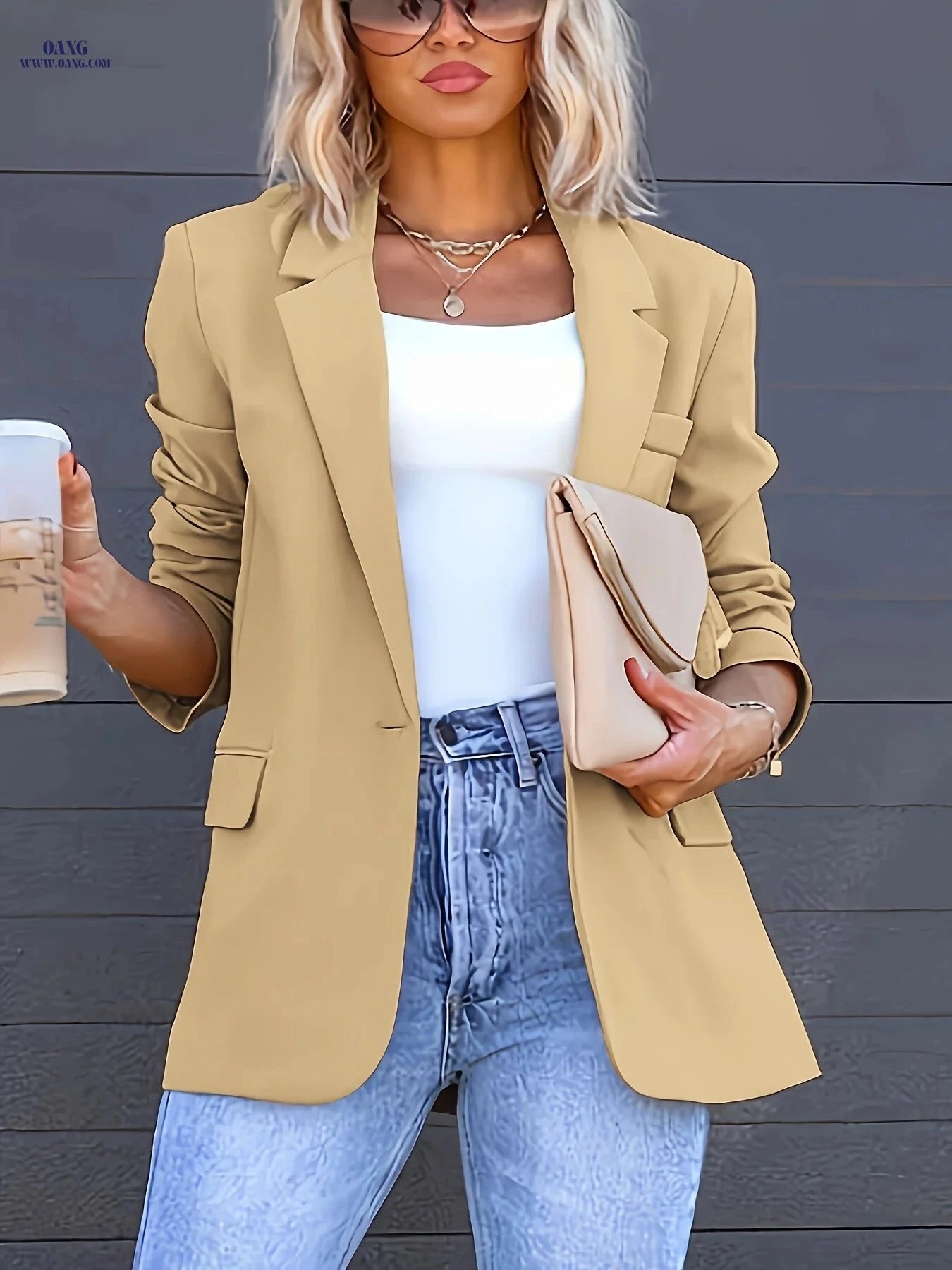 Stylish Women's Elegant Blazer - Casual Solid Color Suit Jacket   OAXG 