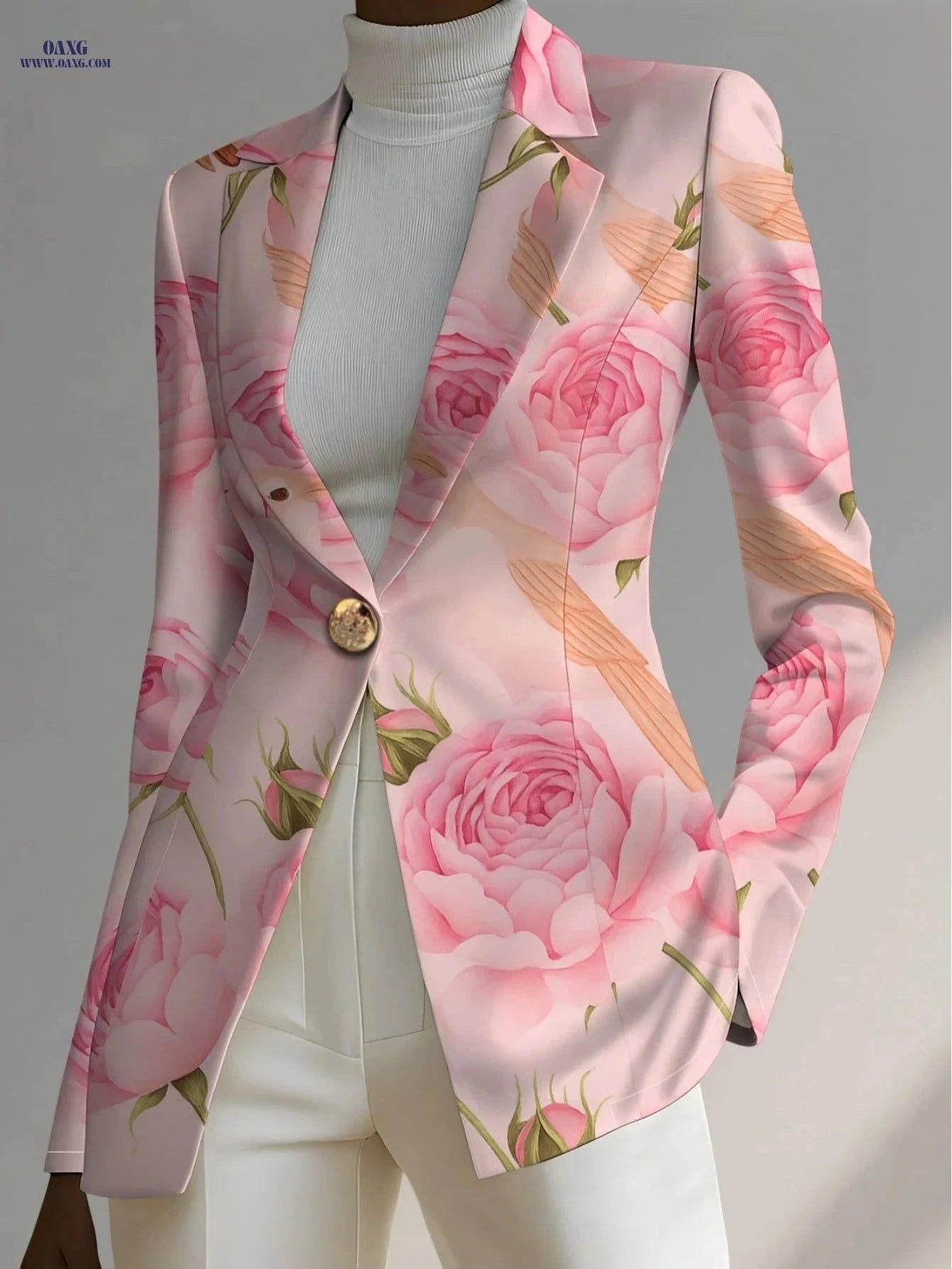 Stylish Women's Floral Jacket - Perfect for Autumn Travel   OAXG Pink Flower 1 / S