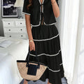 Stylish Women's Lace-up Casual Set - Perfect for Spring/Summer Wear   OAXG 