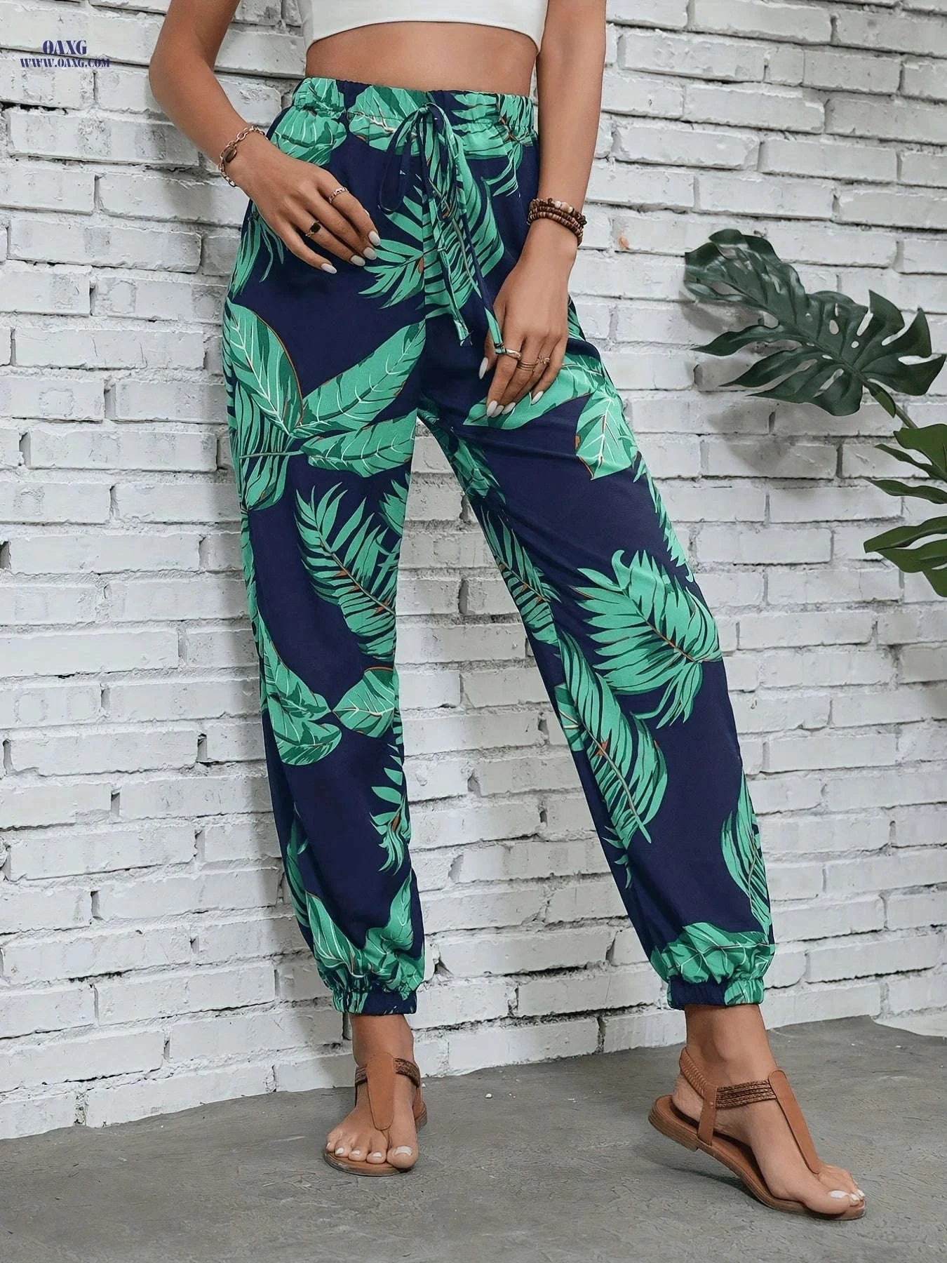 Stylish Women's Long Jogger Pants - 100% Polyester, Vacation Ready   OAXG Black / S