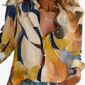 Stylish Women's Long Sleeve Shirt - V-Neck Single-Breasted Design   OAXG Multicolor / S