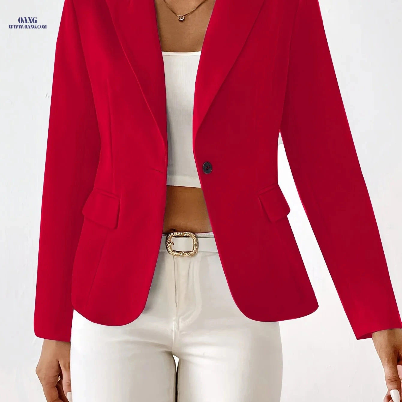 Stylish Women's Solid Color Blazer - Long Sleeve, Regular Fit   OAXG Green / S