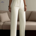 Stylish Women's Solid Color Pants - Zipper Detail, All-Season Comfort   OAXG 
