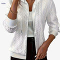 Stylish Zip-Up Top for Women - Fall/Winter Casual Hooded Design   OAXG White / S