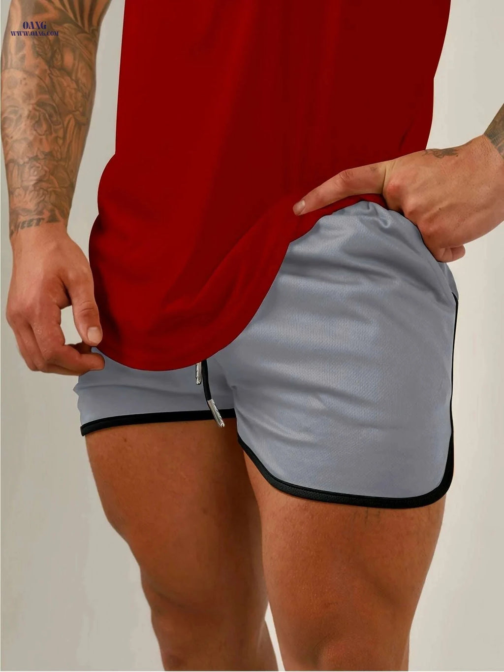 Summer Breathable Mesh Men's Shorts - Slim Fit Running & Fitness   OAXG White / S