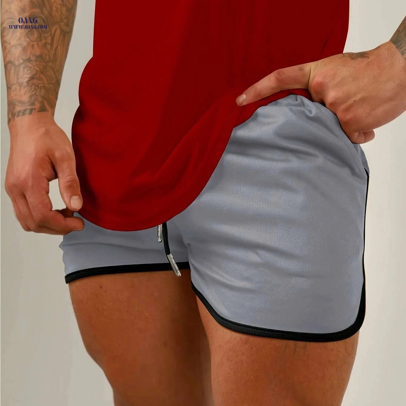Summer Breathable Mesh Men's Shorts - Slim Fit Running & Fitness   OAXG White / S