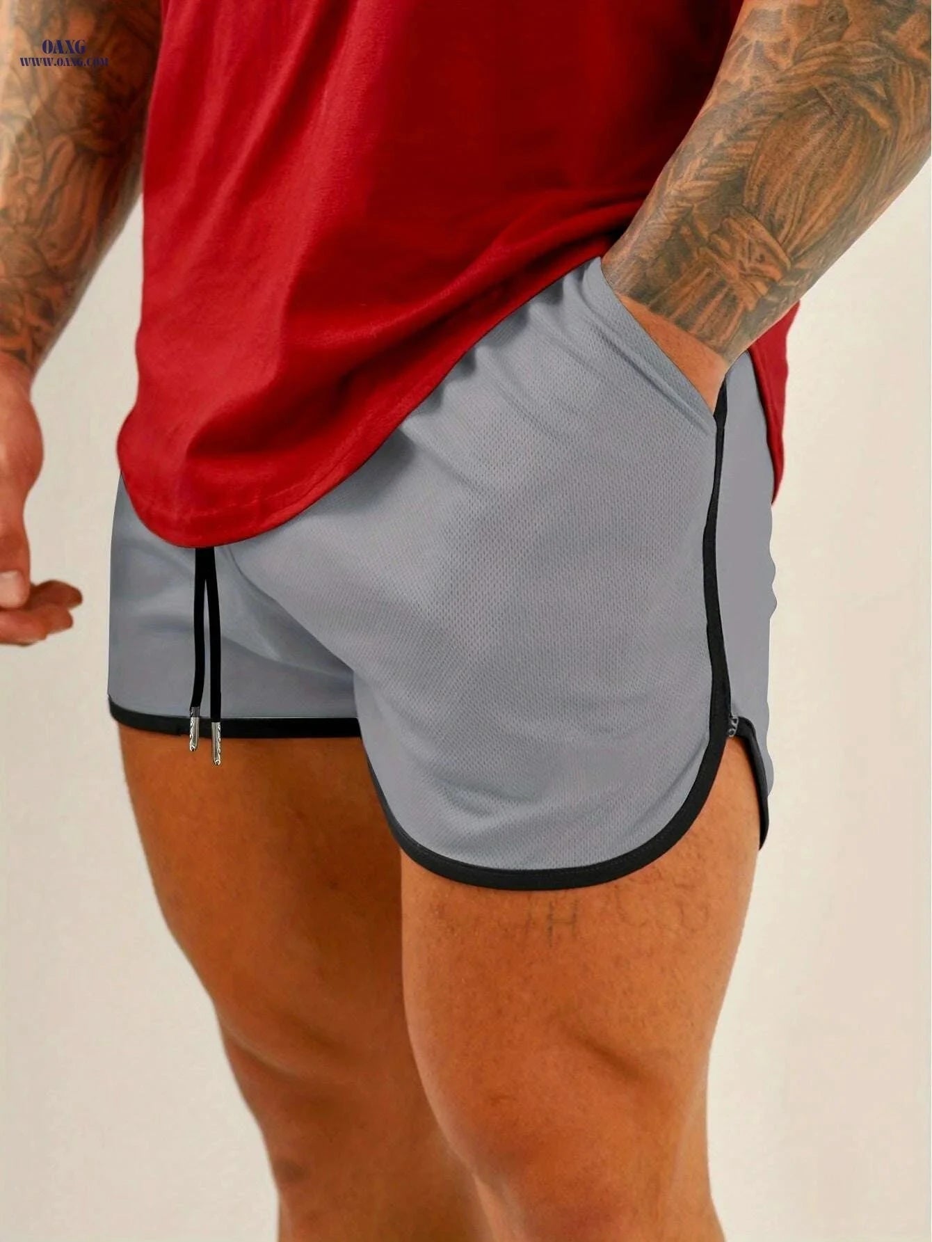 Summer Breathable Mesh Men's Shorts - Slim Fit Running & Fitness   OAXG White / S