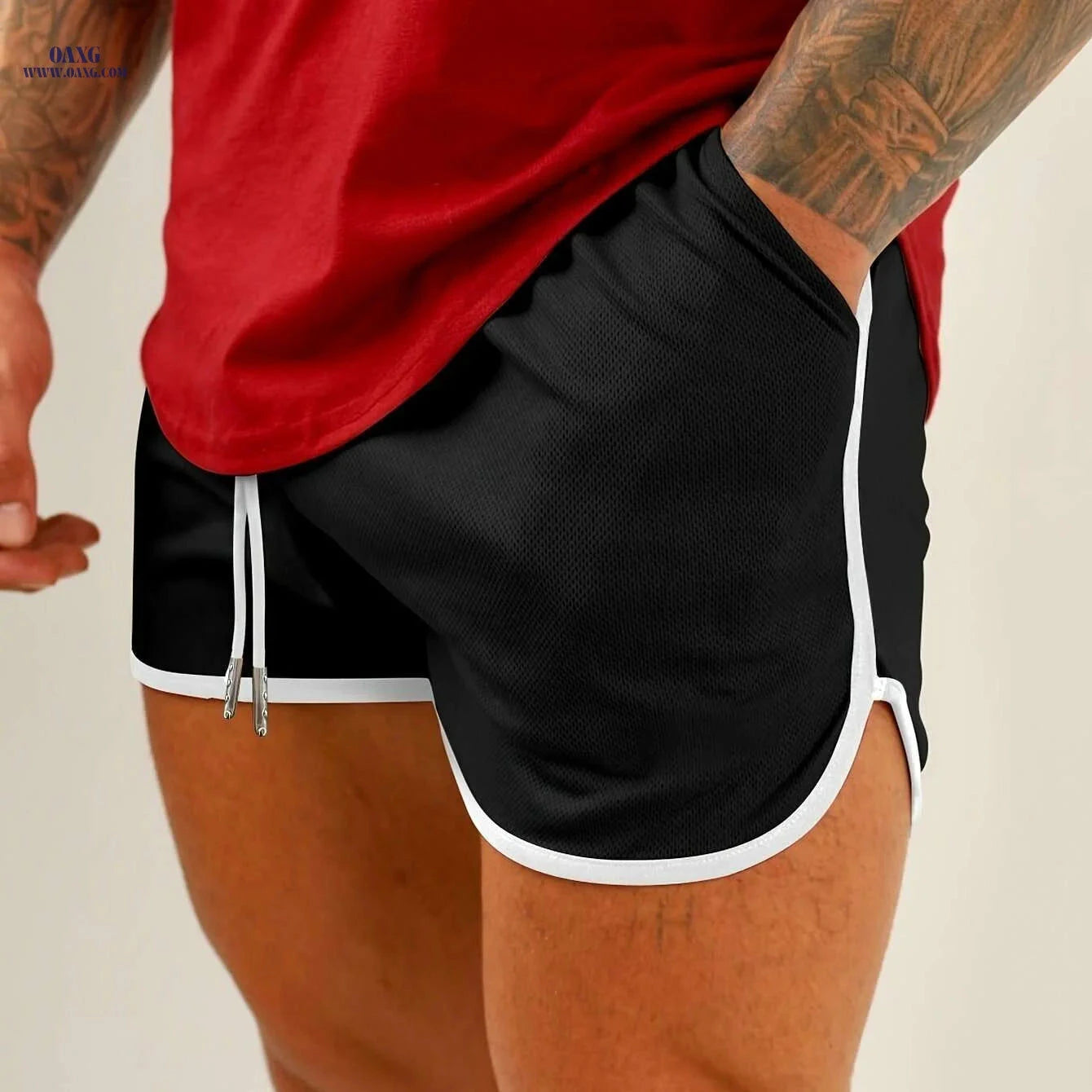 Summer Breathable Mesh Men's Shorts - Slim Fit Running & Fitness   OAXG White / S