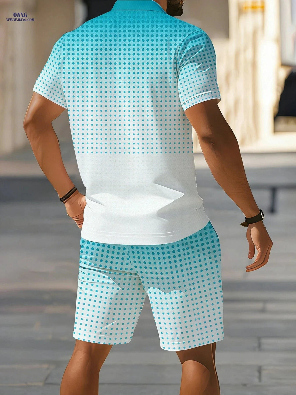 Summer Casual 2-Piece Set - Men's Short Sleeve Shirt & Shorts   OAXG JPT86-2 / FR S