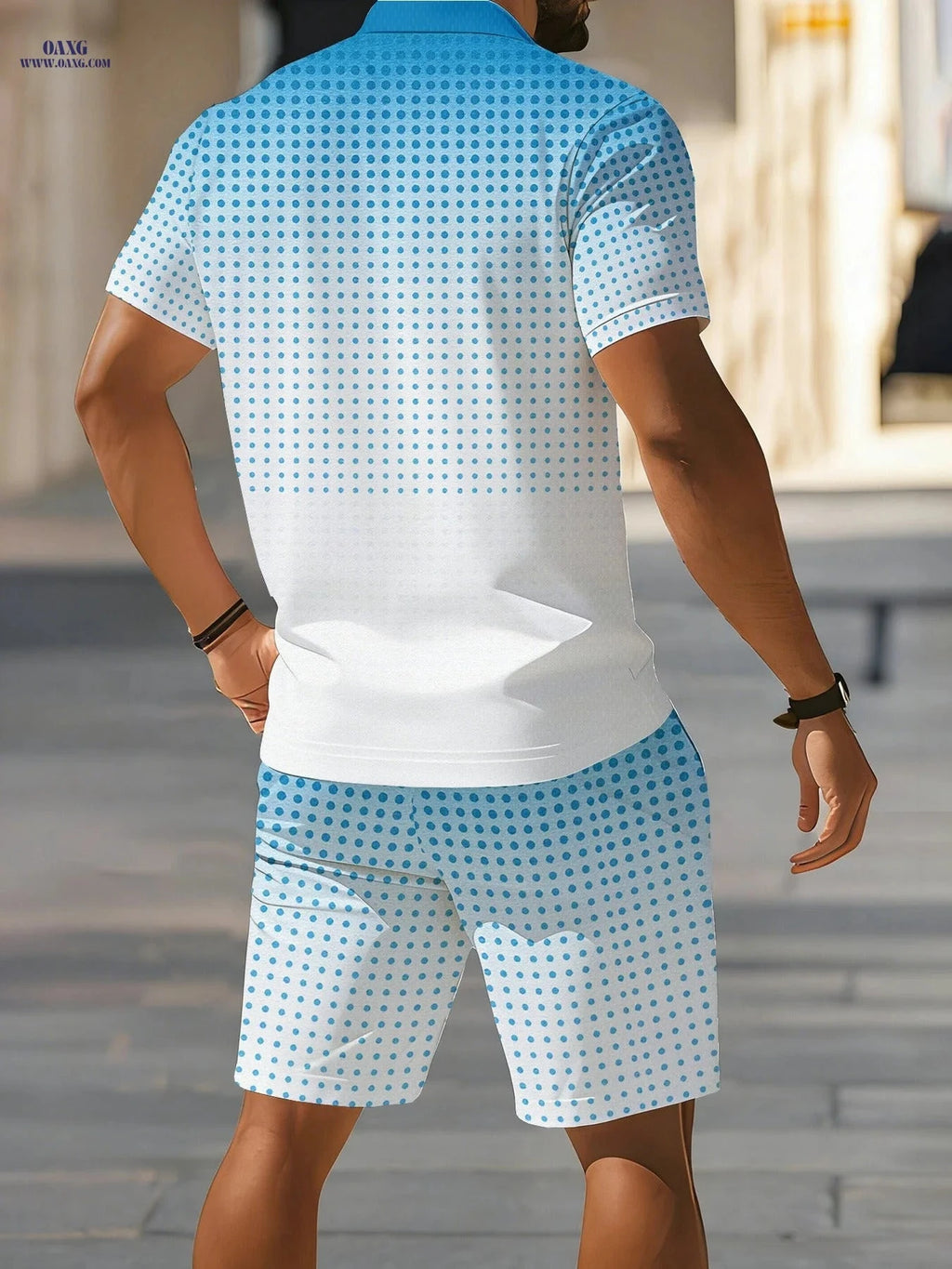 Summer Casual 2-Piece Set - Men's Short Sleeve Shirt & Shorts   OAXG 