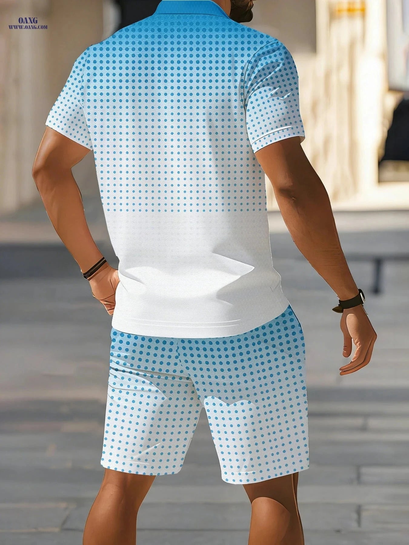 Summer Casual 2-Piece Set - Men's Short Sleeve Shirt & Shorts   OAXG 