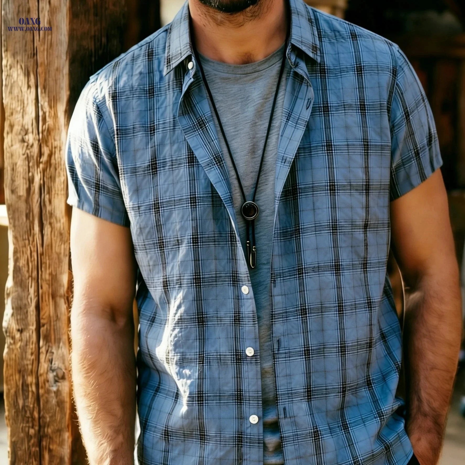 Summer Casual Men's Checkered Button-Up Shirt - Trendy Outdoor Fashion   OAXG 