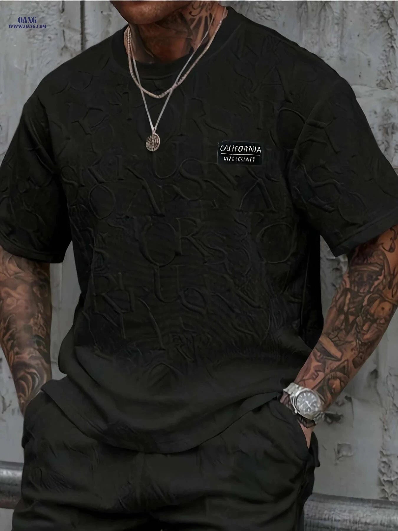 Summer Casual Men's T-Shirt - Relaxed Fit Round Neck, Breathable   OAXG 