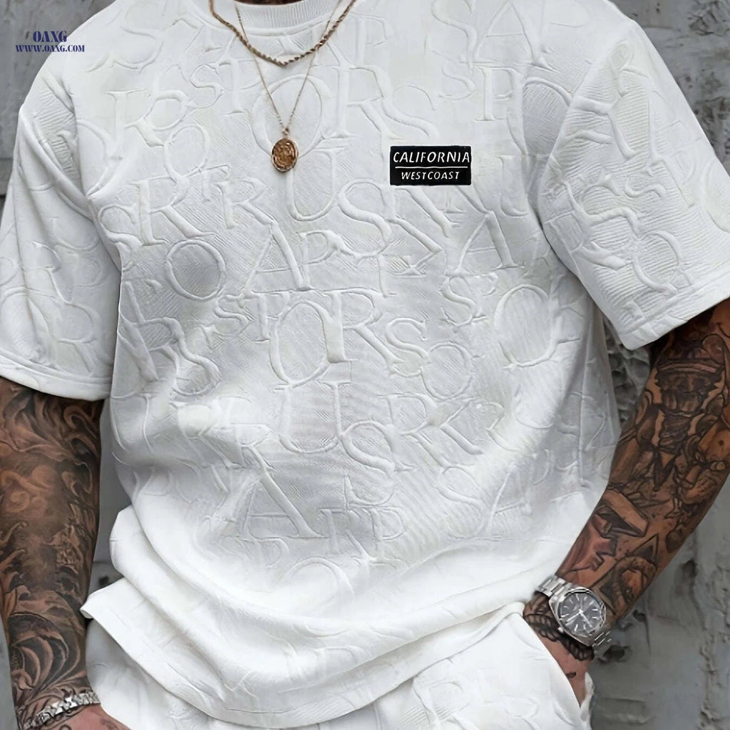 Summer Casual Men's T-Shirt - Relaxed Fit Round Neck, Breathable   OAXG 