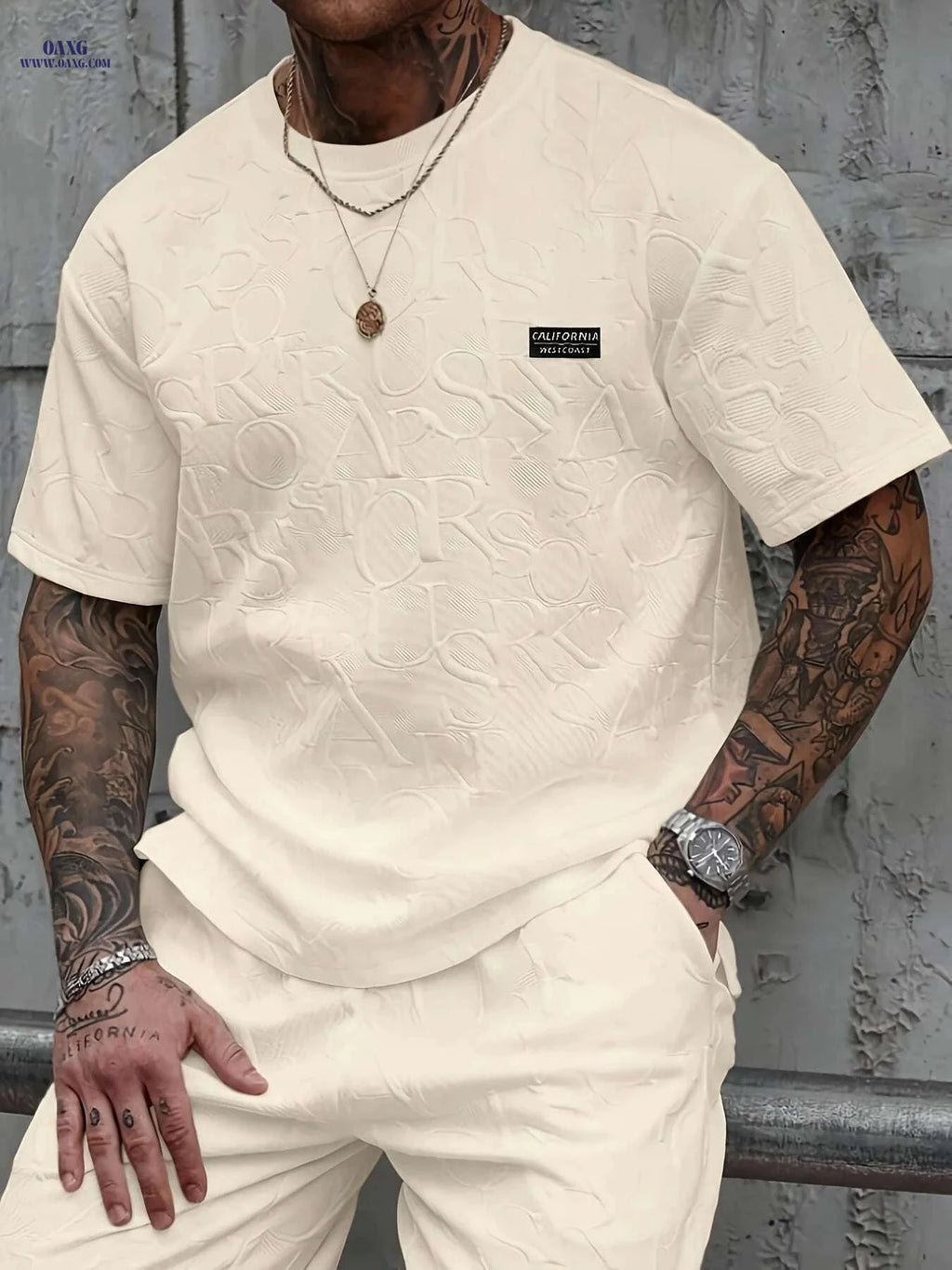Summer Casual Men's T-Shirt - Relaxed Fit Round Neck, Breathable   OAXG White / S