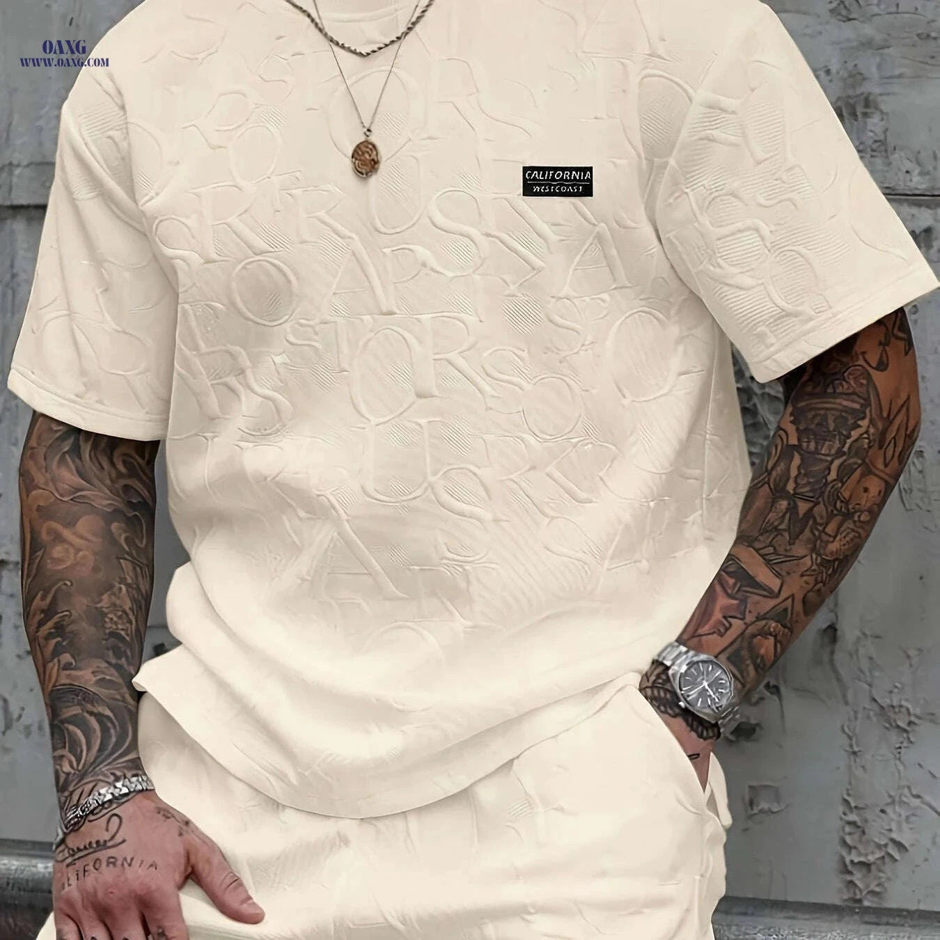 Summer Casual Men's T-Shirt - Relaxed Fit Round Neck, Breathable   OAXG White / S