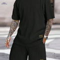 Summer Casual Men's Two-Piece Set - Breathable Round Neck Design   OAXG 