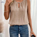 Summer Casual Sleeveless Tank Top - Unique Keyhole Neck Design   OAXG 