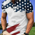Summer Color Blocked Casual Short Sleeve Shirt for Outdoor Activities   OAXG White / S