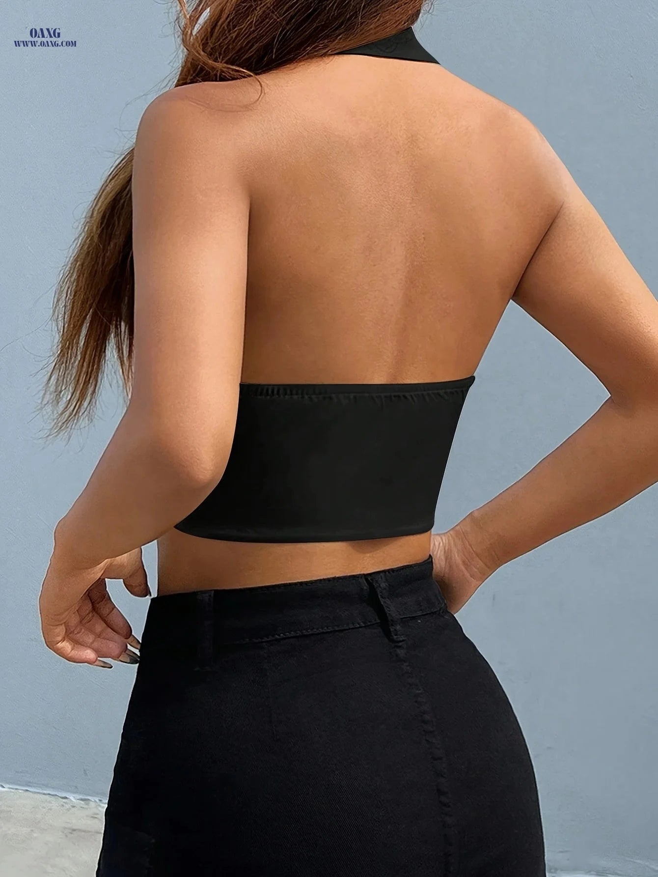 Summer Fashion Sleeveless Button Backless Blazer Top - Elegant Style   OAXG Black / XS