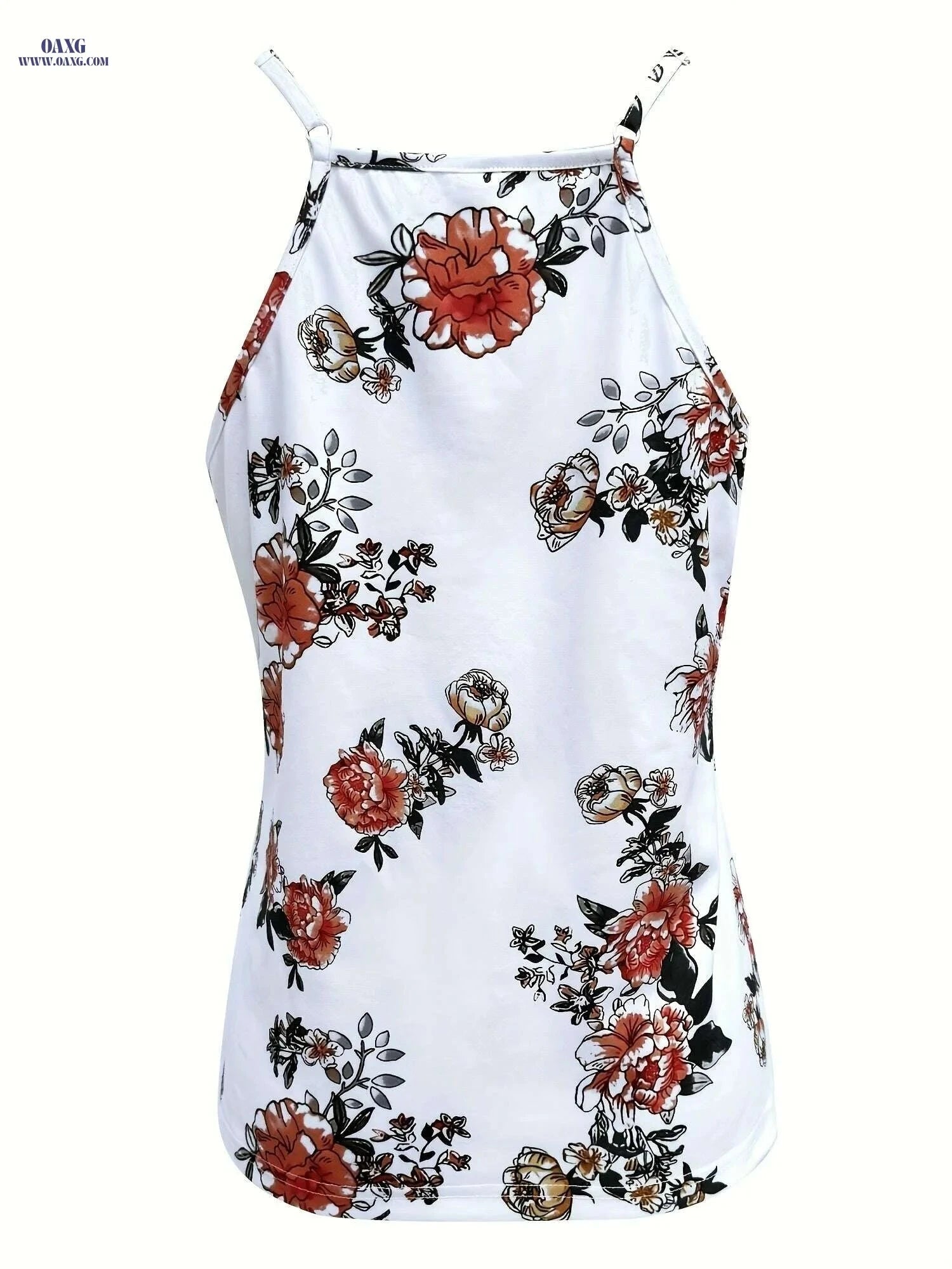 Summer Floral Print Lace Trim Tank Top - Sexy V-Neck Style   OAXG Mixed Color / S