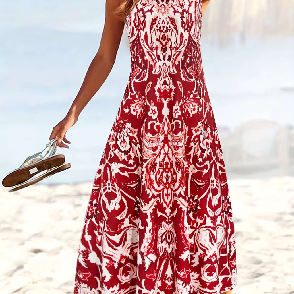 Summer Floral Print Women's Dress - Perfect for Vacation Wear   OAXG 