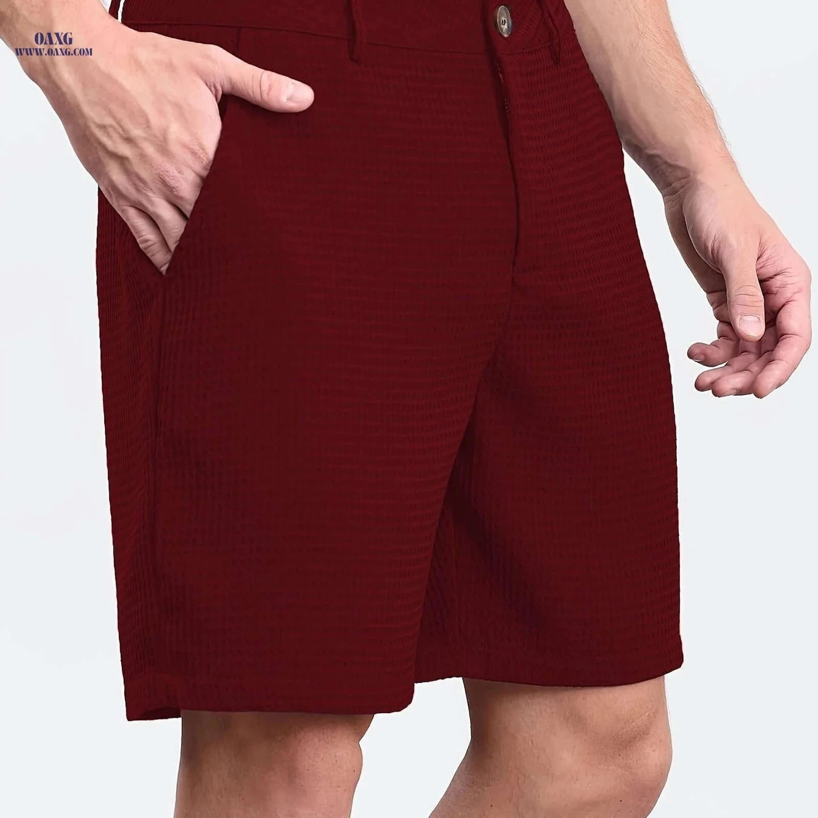Summer Men’s Bermuda Shorts - Casual Solid Color with Pockets   OAXG 