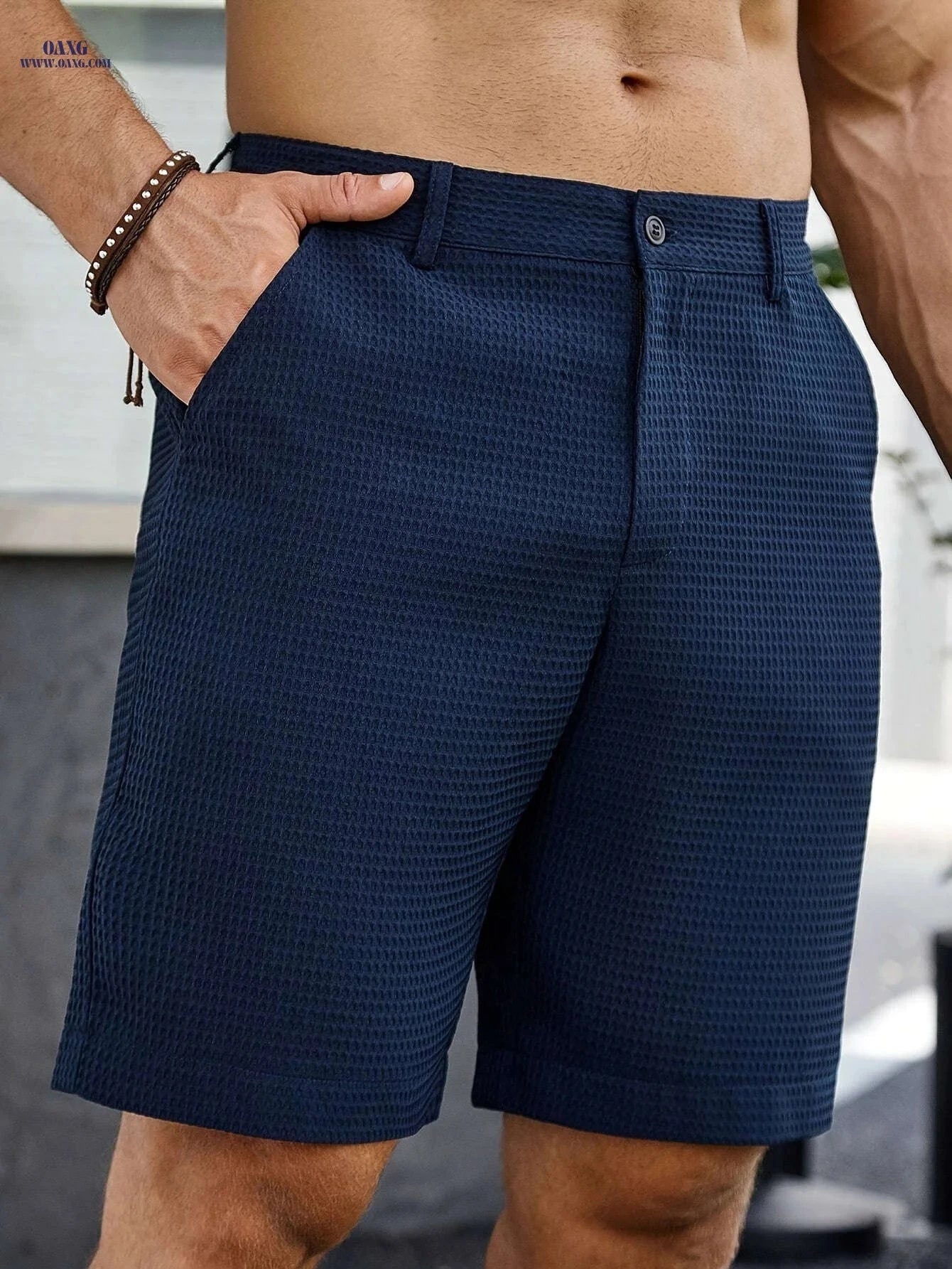 Summer Men’s Bermuda Shorts - Casual Solid Color with Pockets   OAXG 
