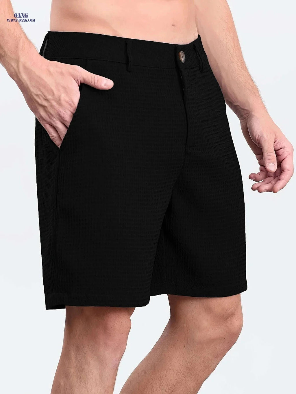 Summer Men’s Bermuda Shorts - Casual Solid Color with Pockets   OAXG Black / FR XXS