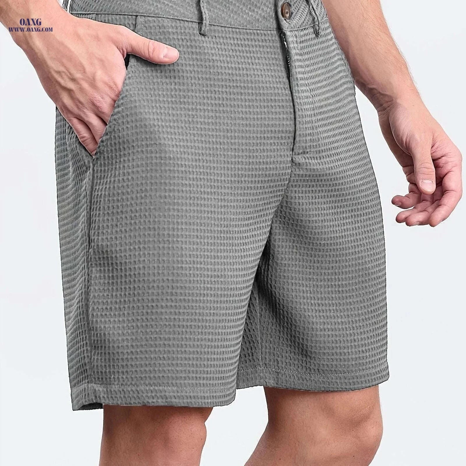 Summer Men’s Bermuda Shorts - Casual Solid Color with Pockets   OAXG Black / FR XXS
