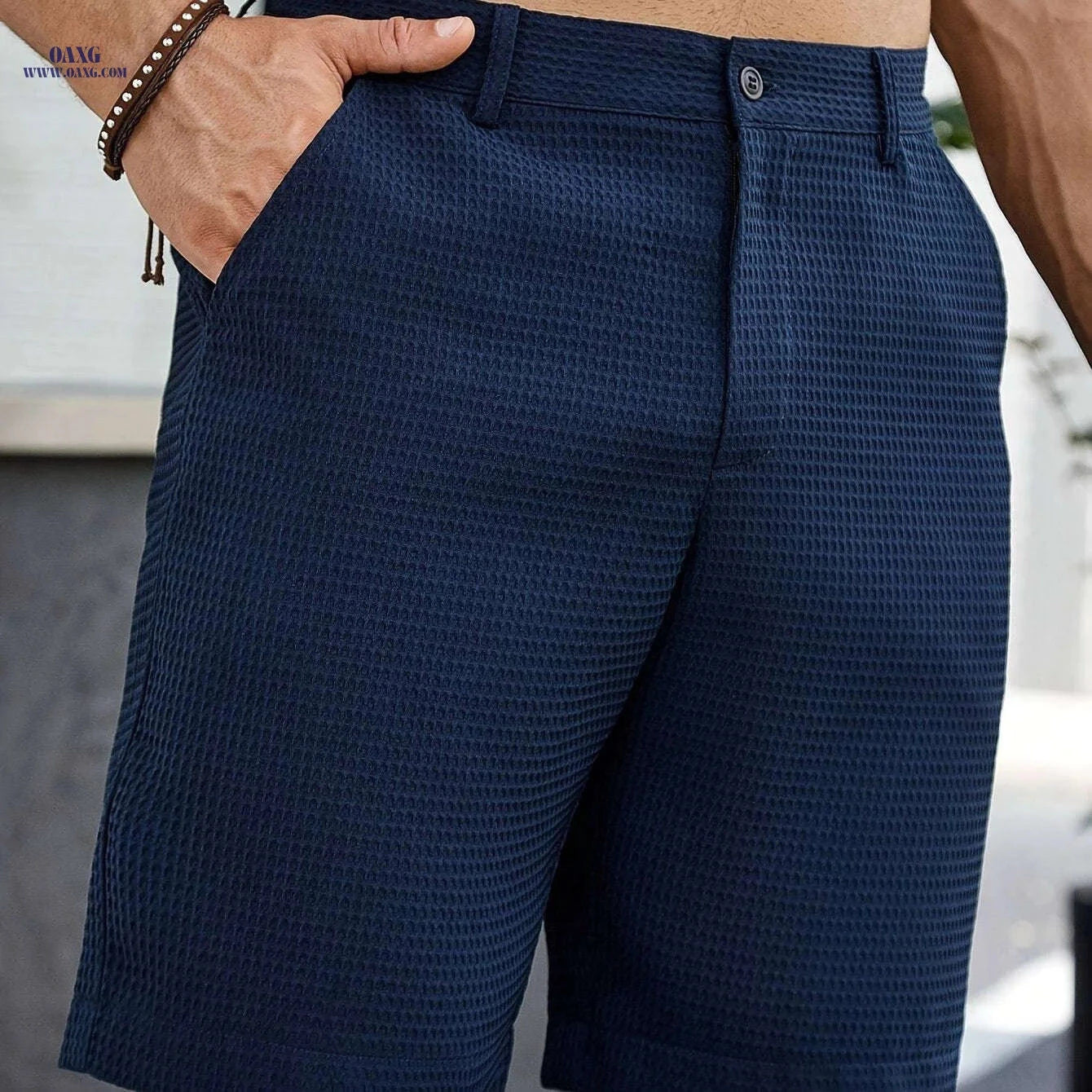 Summer Men’s Bermuda Shorts - Casual Solid Color with Pockets   OAXG 