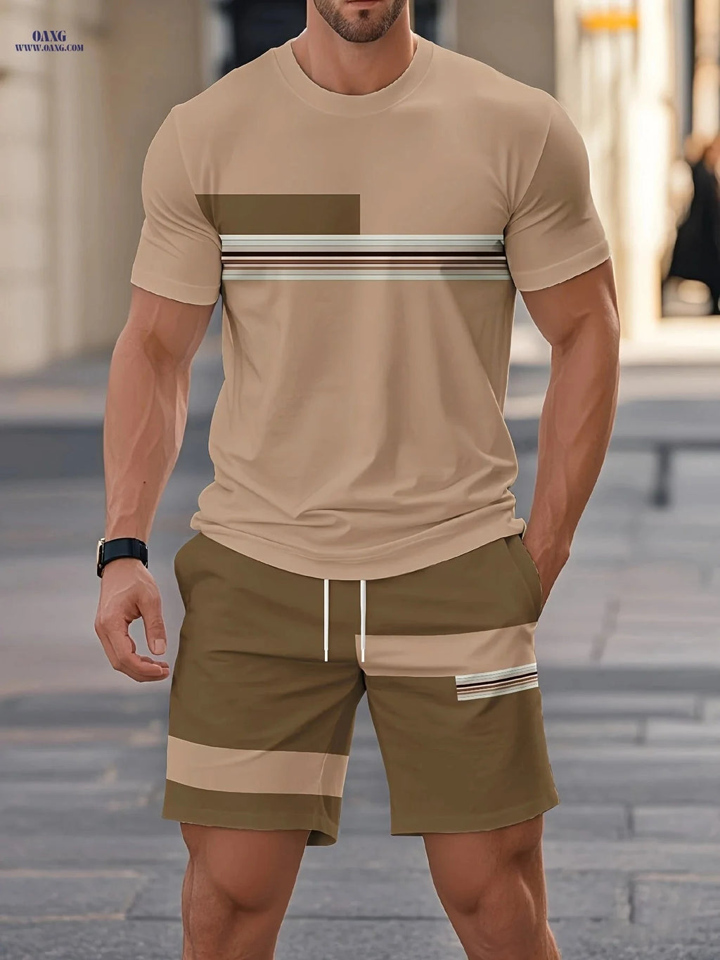 Summer Men’s Breathable Casual Suit - T-Shirt & Shorts Set   OAXG 