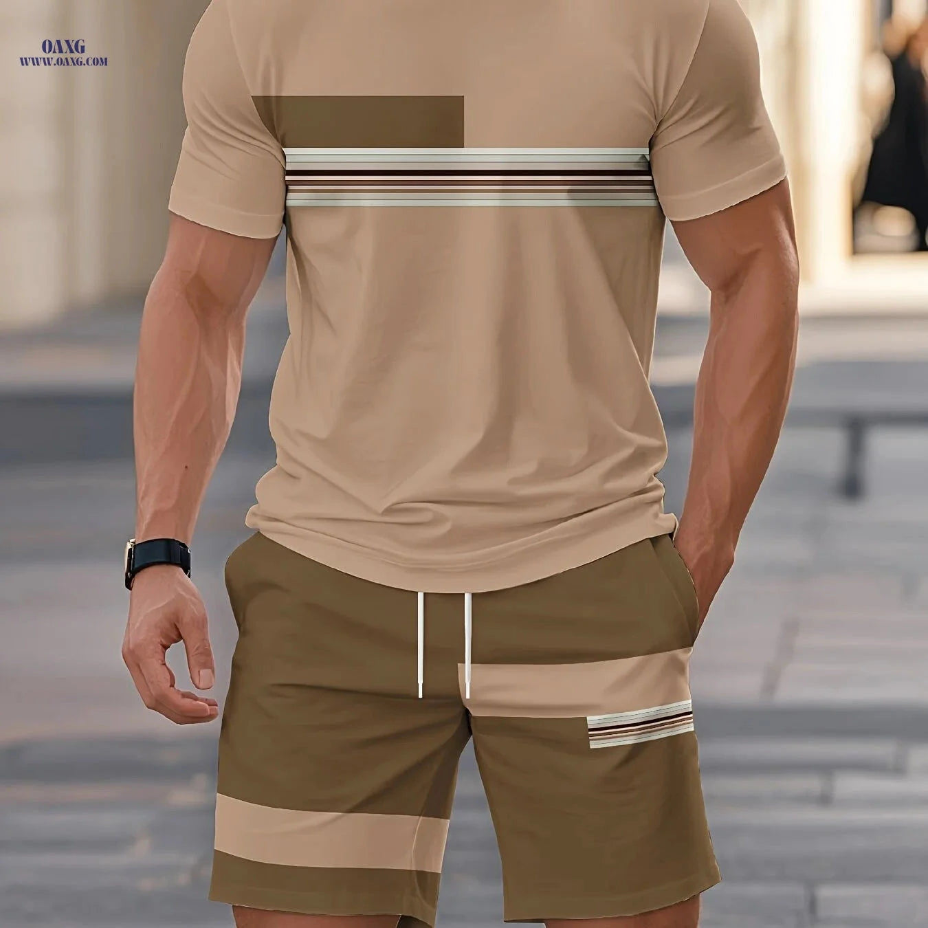 Summer Men’s Breathable Casual Suit - T-Shirt & Shorts Set   OAXG 