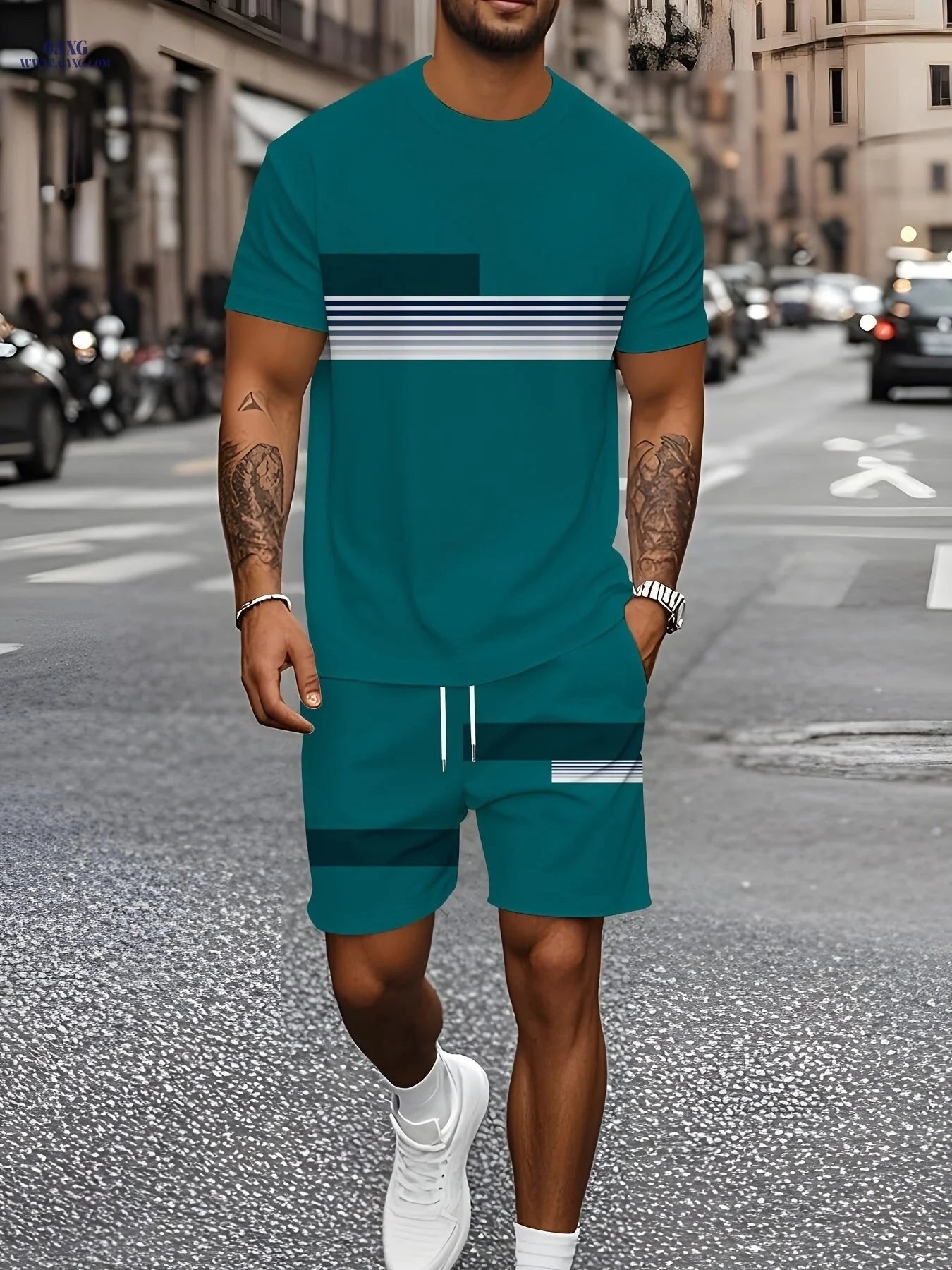 Summer Men’s Breathable Casual Suit - T-Shirt & Shorts Set   OAXG 