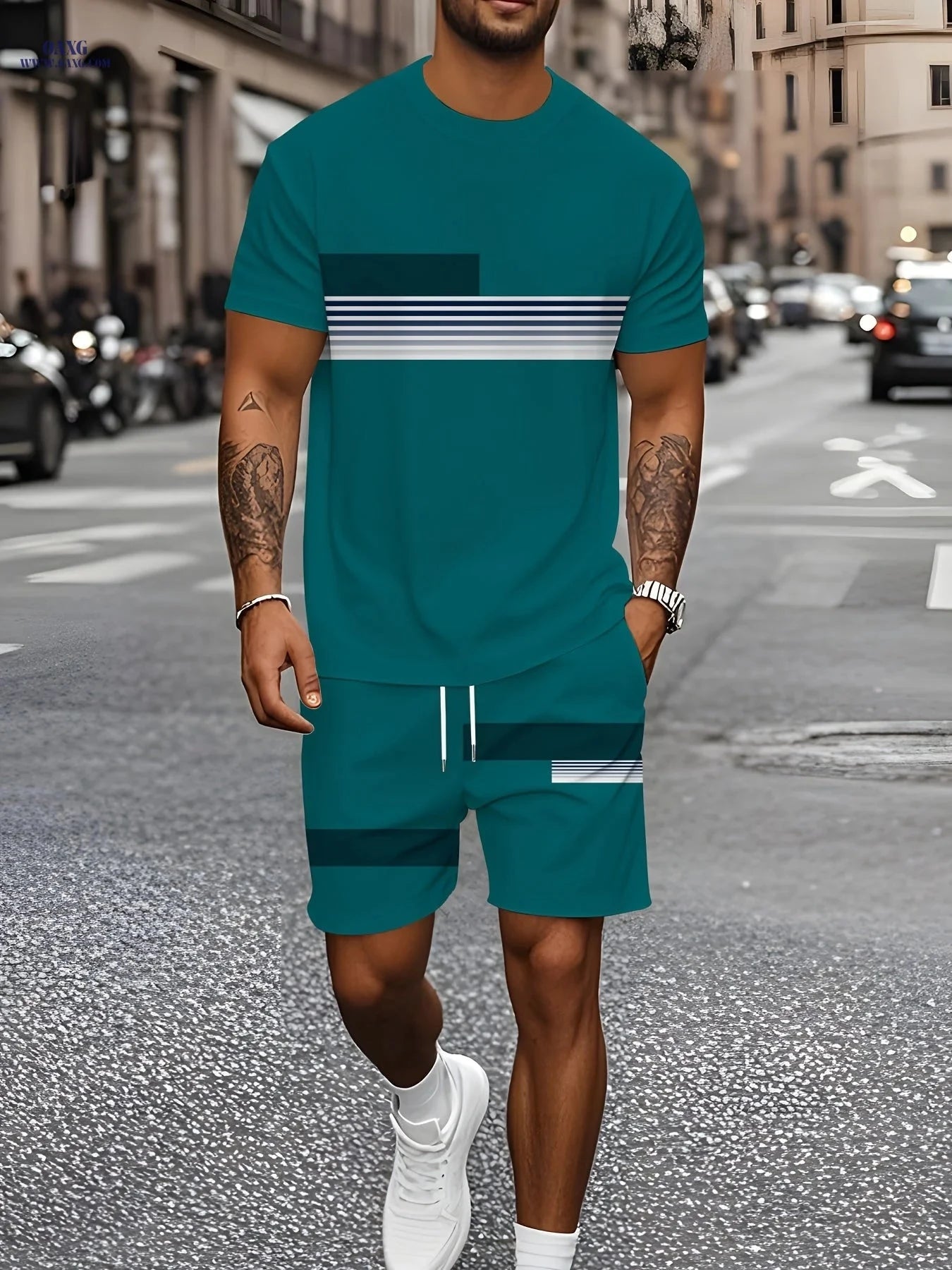 Summer Men's Casual 2pcs Suit - Breathable T-Shirt & Shorts Set   OAXG 