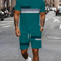 Summer Men's Casual 2pcs Suit - Breathable T-Shirt & Shorts Set   OAXG 