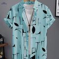 Summer Men’s Casual Hawaiian Shirt - Short Sleeve, Stylish Design   OAXG Light Cyan / FR XXS