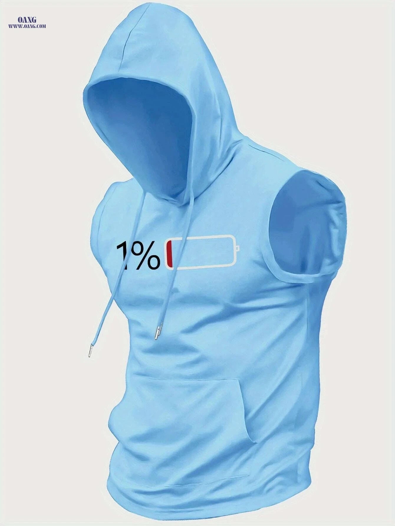 Summer Men's Casual Hooded Vest - Trendy Knitted Fabric Style   OAXG Light Blue / S