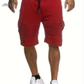 Summer Men's Casual Shorts - Striped Athletic Fit with Pockets   OAXG Red / FR S