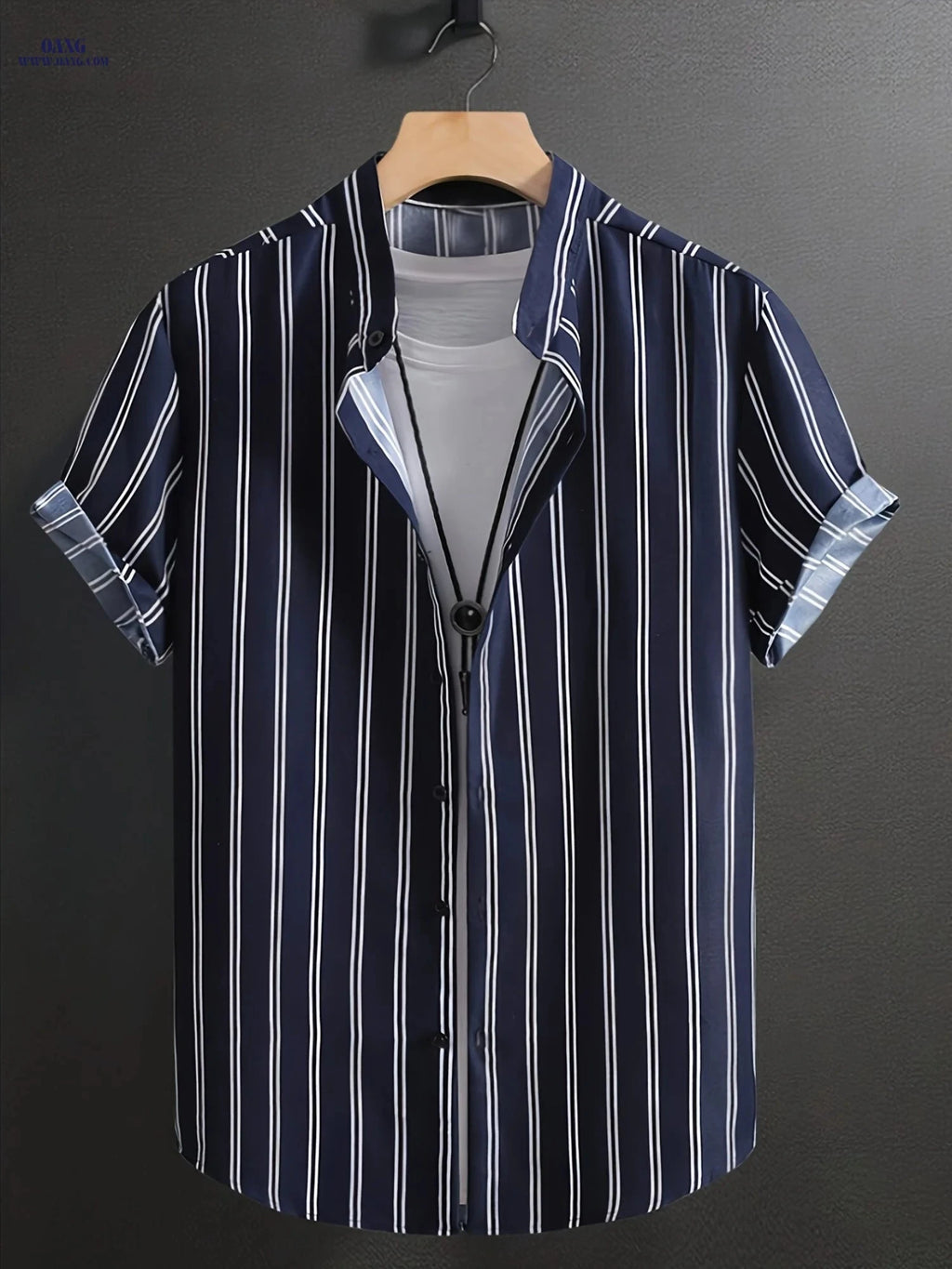 Summer Men's Casual Striped Short Sleeve Shirt - Comfortable Fit   OAXG Mixed colors / FR S