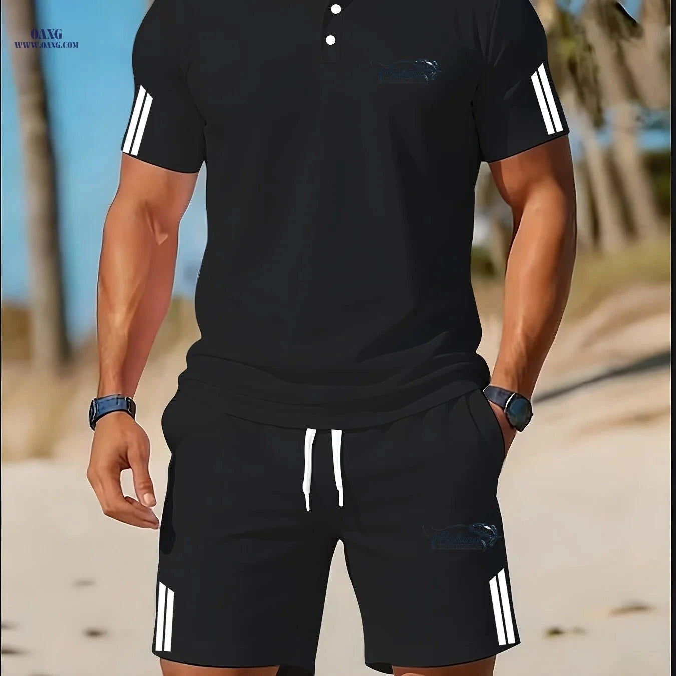 Summer Men's Golf Polo Set - Casual Style for Outings & Dates   OAXG 