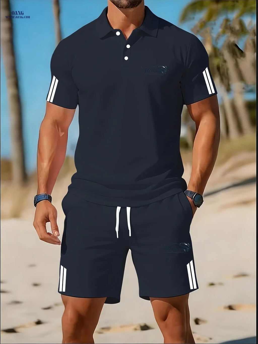 Summer Men's Golf Polo Set - Casual Style for Outings & Dates   OAXG 