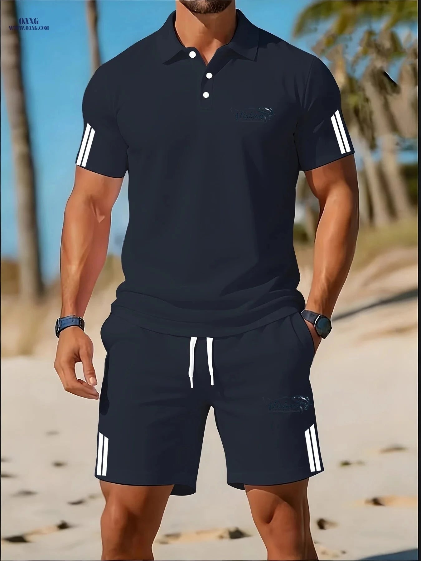 Summer Men's Golf Polo Set - Casual Style for Outings & Dates   OAXG 