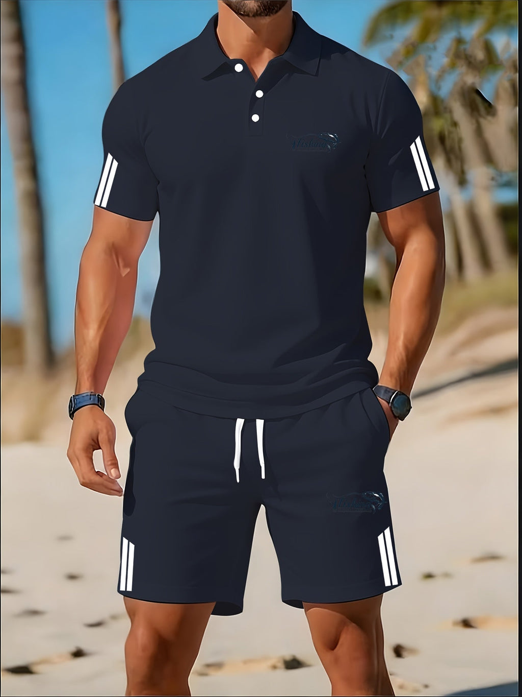 Summer Men's Golf Polo Set - Casual Style for Outings & Dates   OAXG pink color / FR S