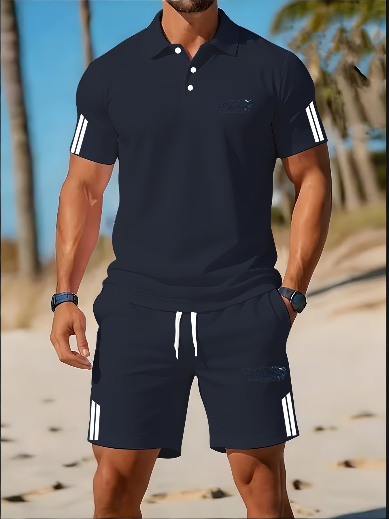 Summer Men's Golf Polo Set - Casual Style for Outings & Dates   OAXG pink color / FR S