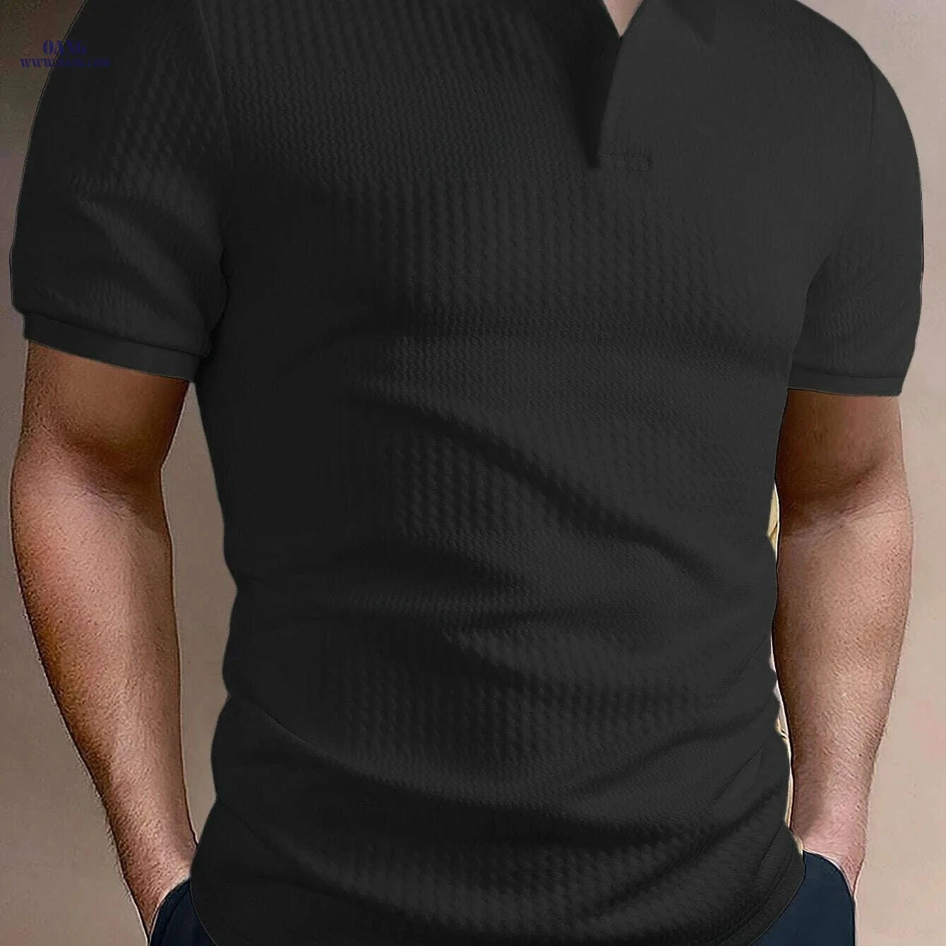 Summer Men's Golf T-Shirt - Solid Short Sleeve, Casual Fit   OAXG 