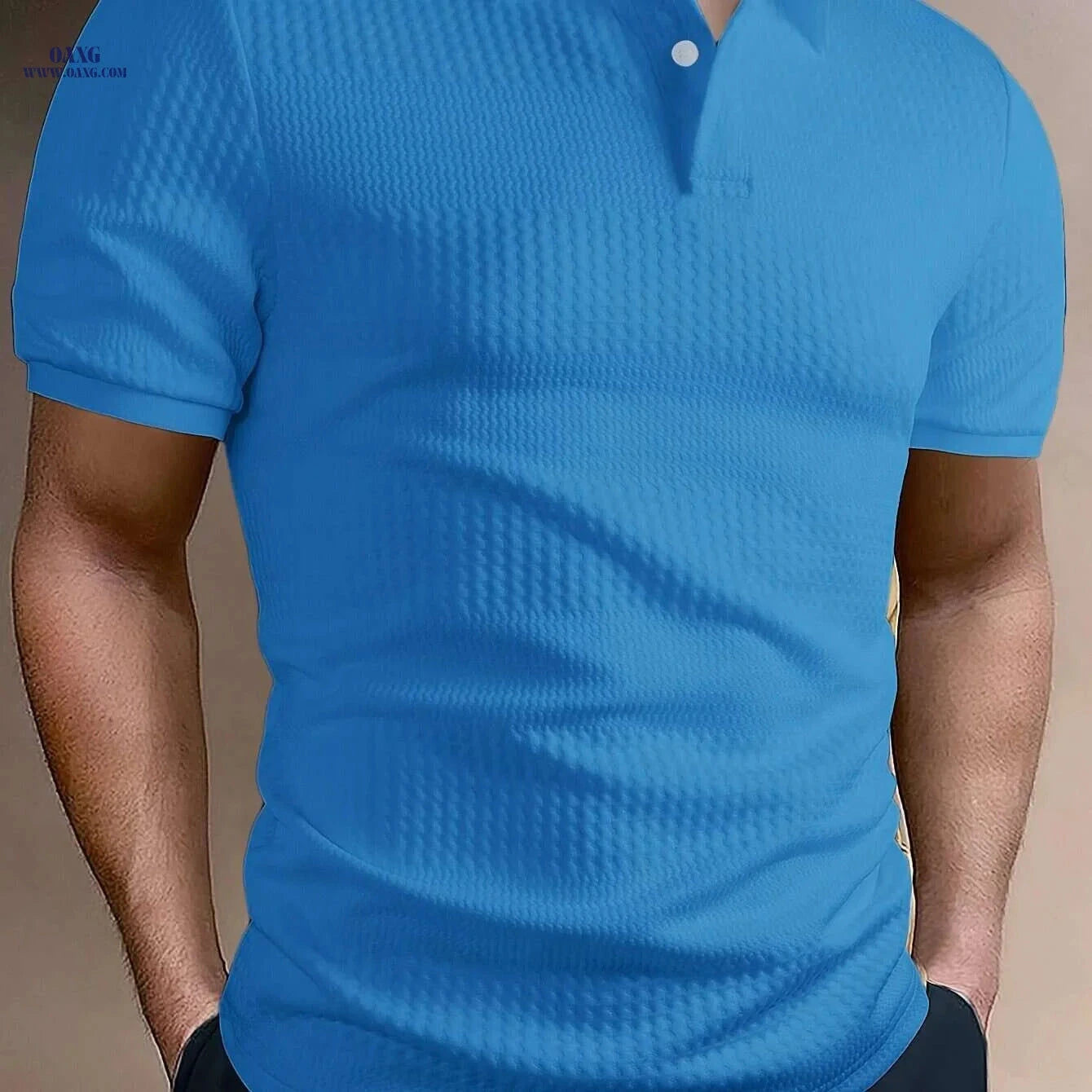 Summer Men's Golf T-Shirt - Solid Short Sleeve, Casual Fit   OAXG 