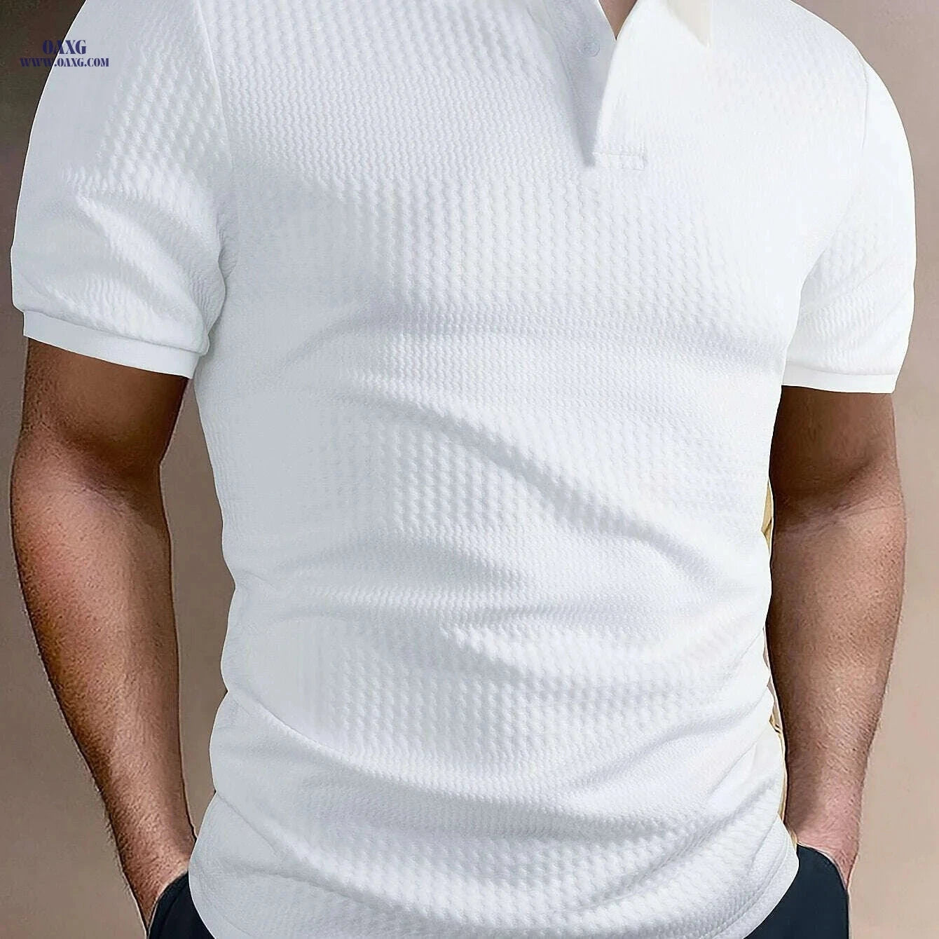 Summer Men's Golf T-Shirt - Solid Short Sleeve, Casual Fit   OAXG White / S