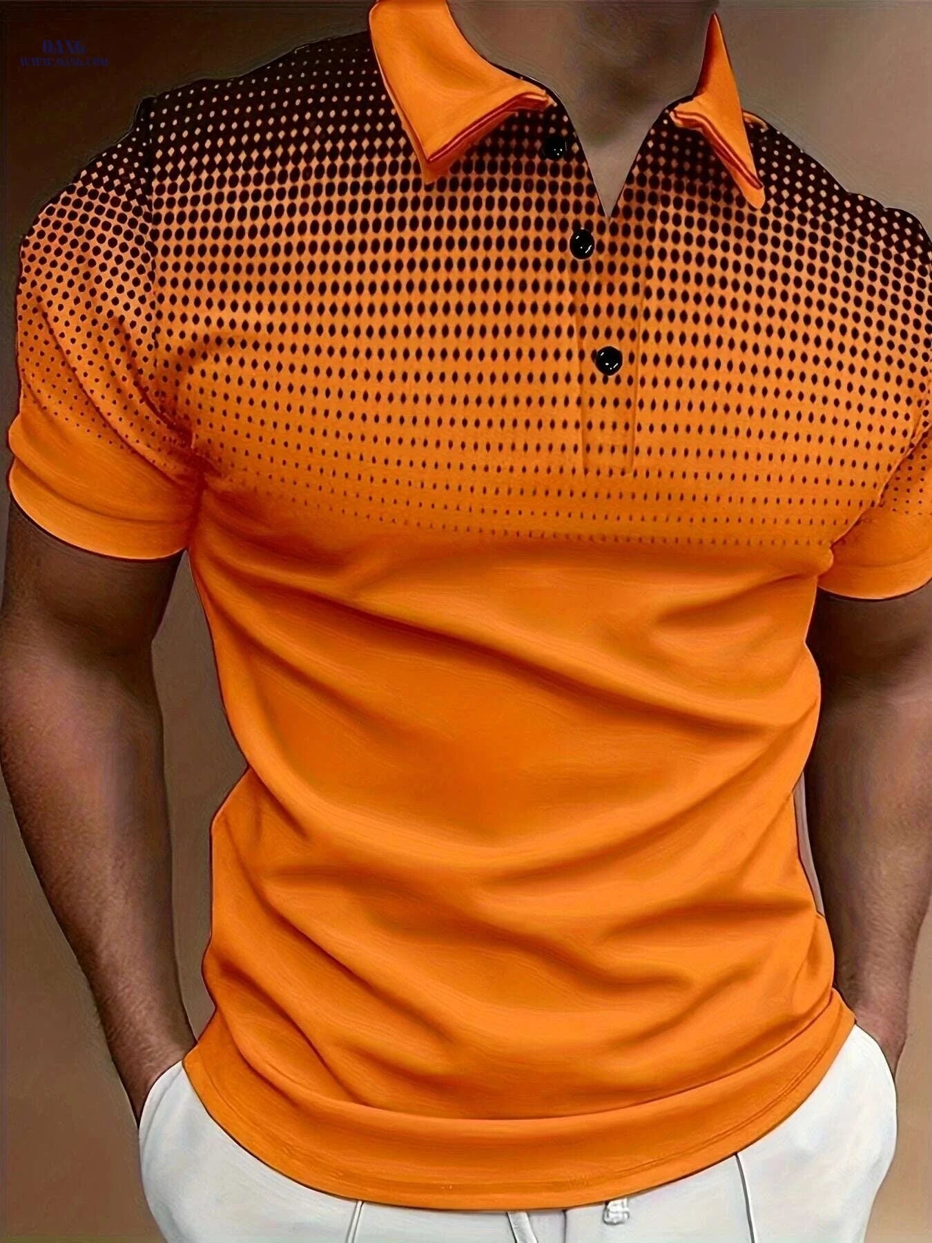 Summer Men's Short Sleeve Dots Shirt - Sports Style for Golf & Office   OAXG 