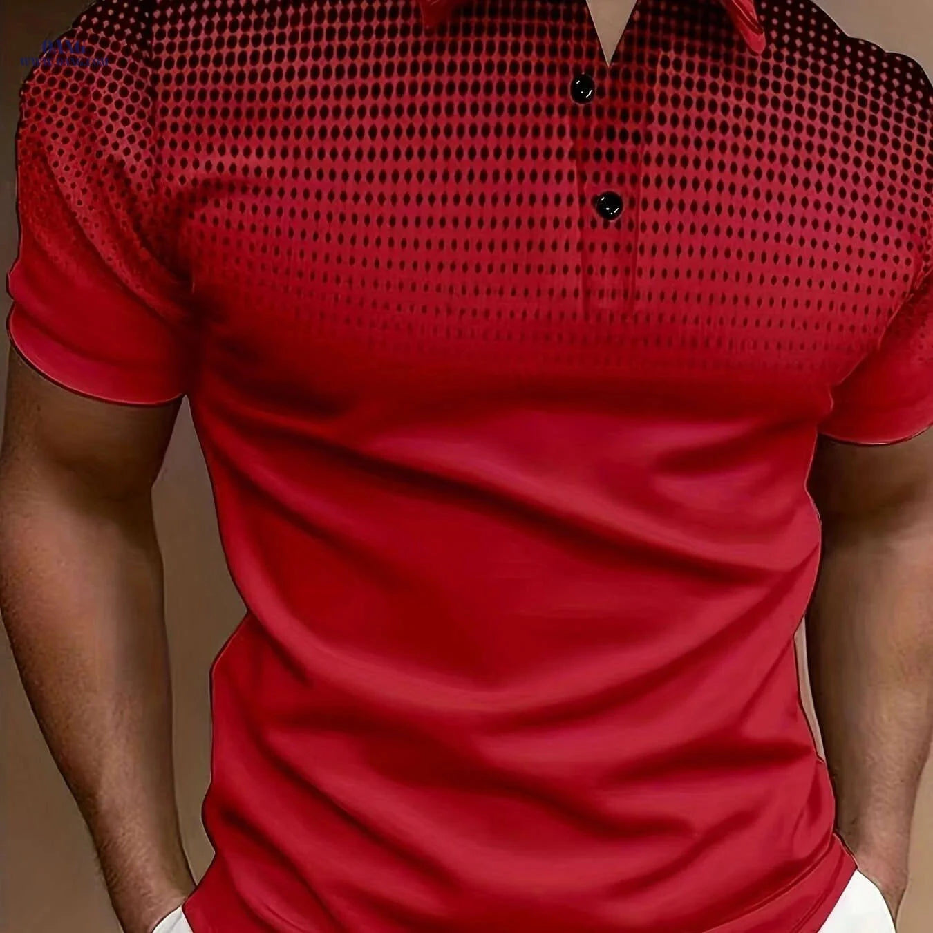 Summer Men's Short Sleeve Dots Shirt - Sports Style for Golf & Office   OAXG 